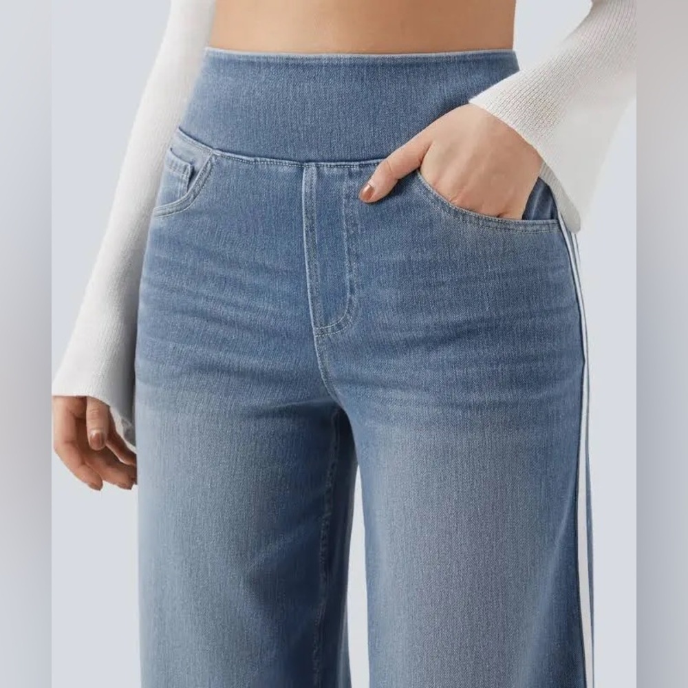 Halara Halara Flex High Waisted Stripe Wide Leg Jeans with Pockets (read desp) - Picture 3 of 6